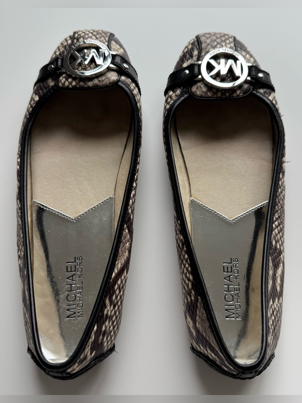 NWOT Michael Kors Fulton Moc Snakeskin Flats | Designer Loafers